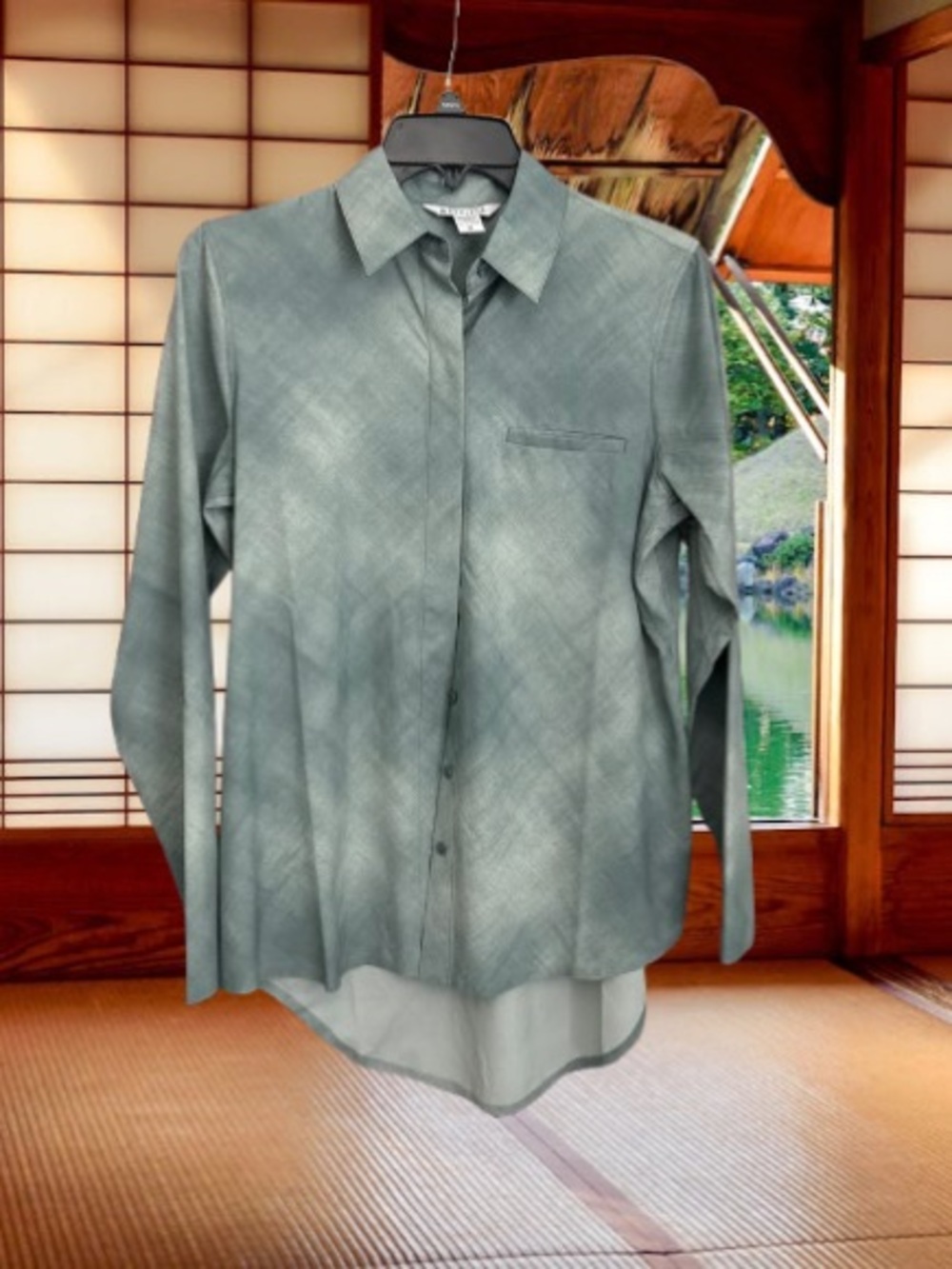 Athleta Sage Green Button-Front Shirt